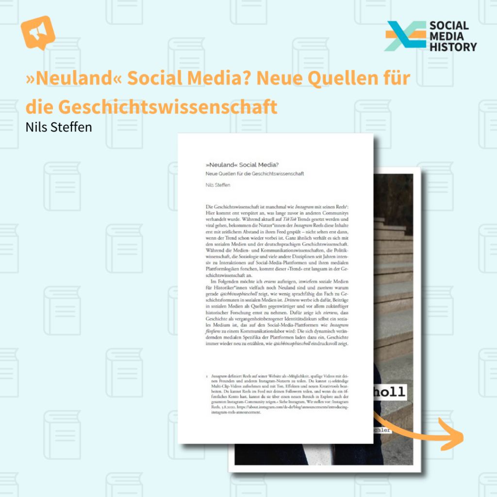 Titelbild Textvorstellung Nils Steffen: "Neuland" Social Media? Neue Quellen für die Geschichtswissenschaft.