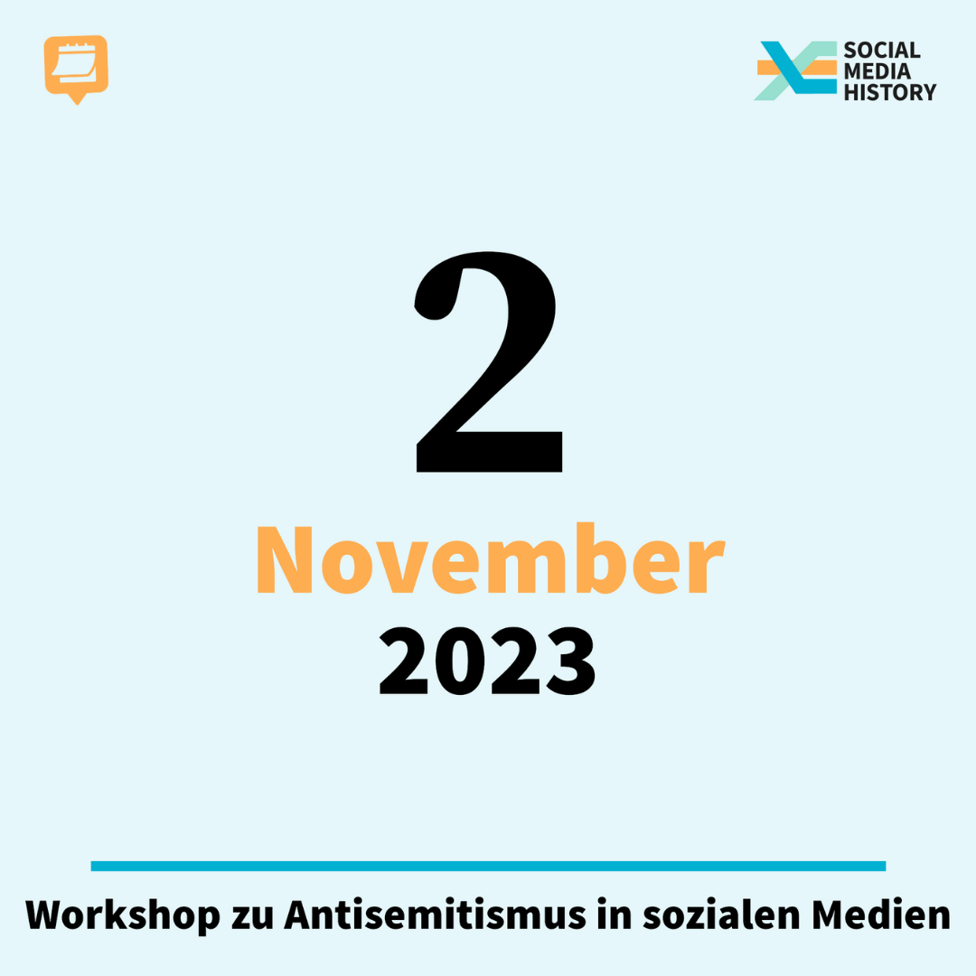 Ankündigung "Workshop zu Antisemitismus in sozialen Medien" am 2. November 2023